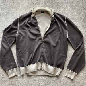 Hugo Boss‎ Long Sleeve Zip Up Brown Beige Sweater Jacket Size Medium